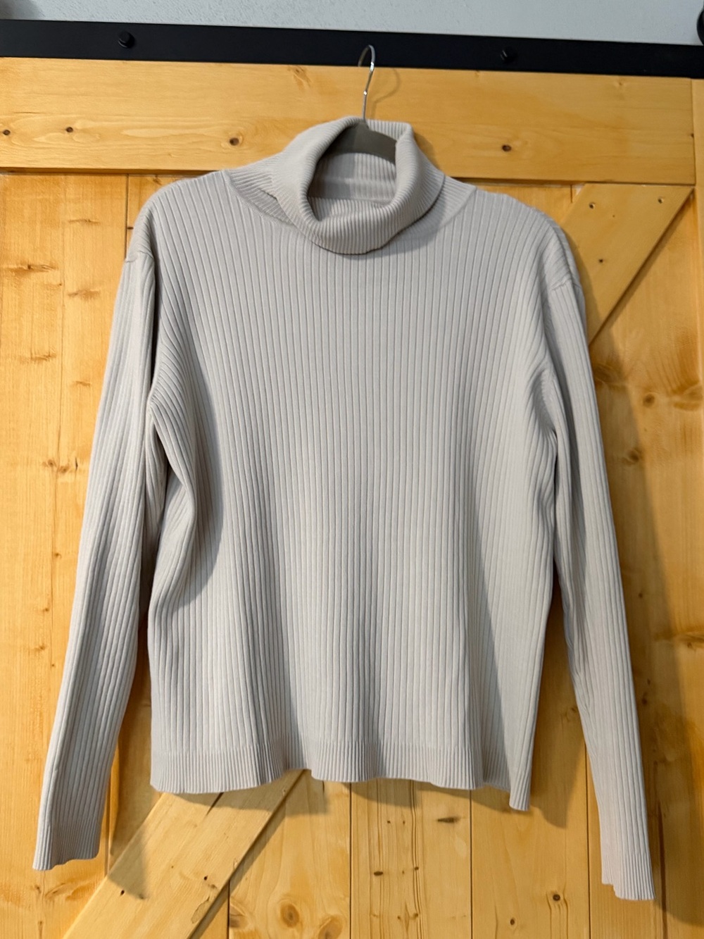 Chico's Silk Blend Turtleneck Sweater Ribbed Knit Beige Cream Size 3 L/XL